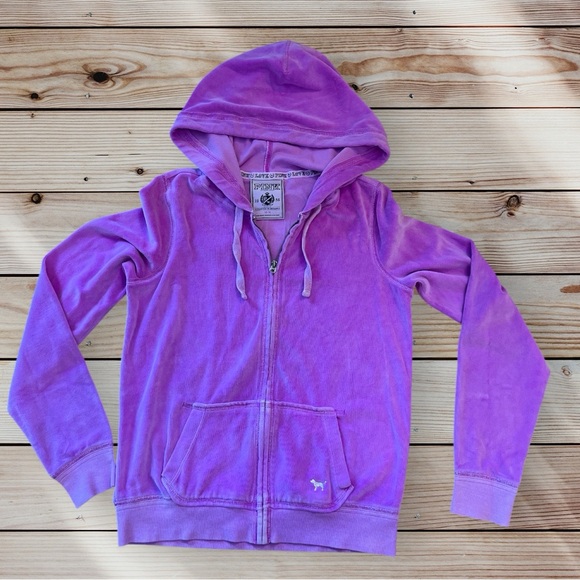 Y2K PINK Victorias Secret Purple Velour Velvet Track Suit Set Small Medium - Picture 3 of 15